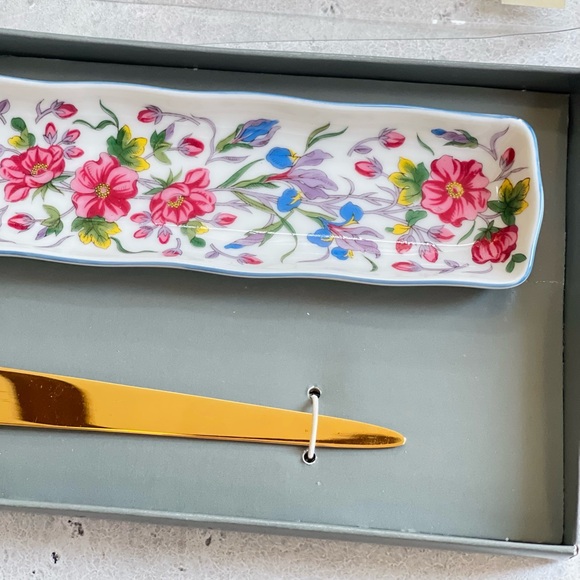 Vintage Neiman Marcus Letter Opener and Tray Floral Flowers Ceramic Japan - Picture 4 of 6